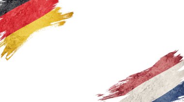 Beyaz Arkaplanda Almanya ve Nederland Bayrakları